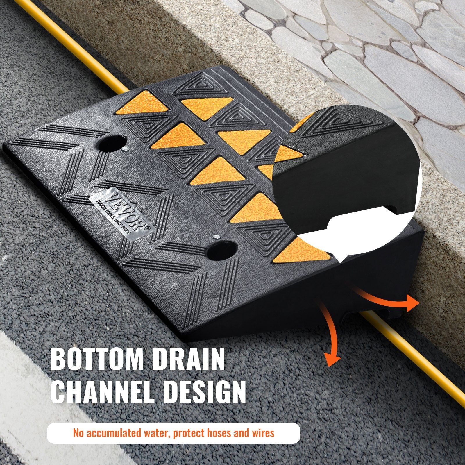 Rubber Curb Ramp 10.8 cm Rise Height Sidewalk Curb Ramp, 30 cm Width 50 cm Length Driveway Ramp for Curb, 15T V952-SJDLYPDGB1197IMYQV0