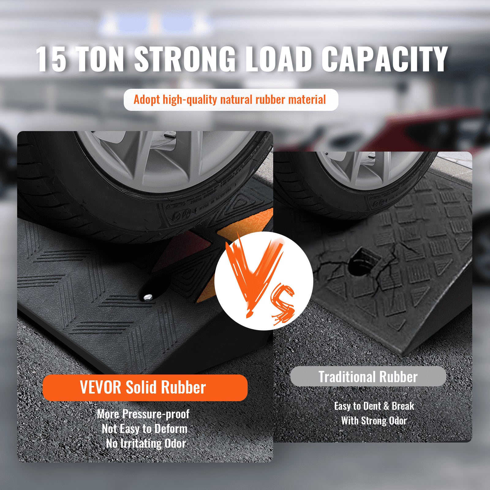 Rubber Curb Ramp 9.4 cm Rise Height Sidewalk Curb Ramp, 25 cm Width 100 cm Length Driveway Ramp for Curb, 15T V952-SJDLYPDGB139420KPV0