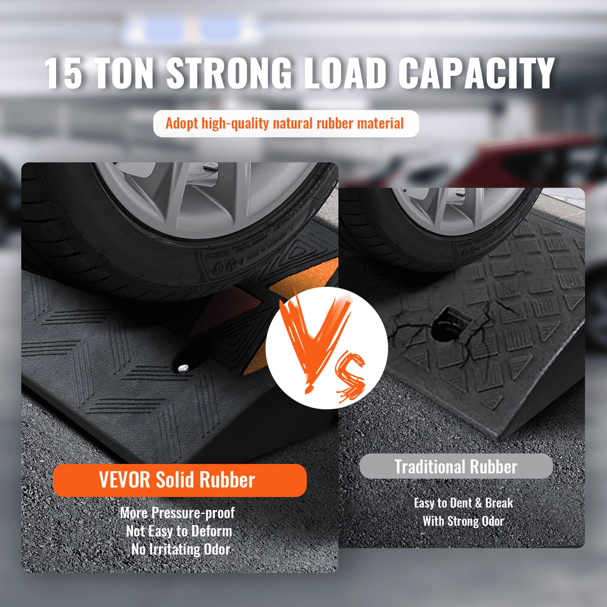 Rubber Curb Ramp 9.4 cm Rise Height Sidewalk Curb Ramp, 25 cm Width 100 cm Length Driveway Ramp for Curb, 15T V952-SJDLYPDGB139420KPV0