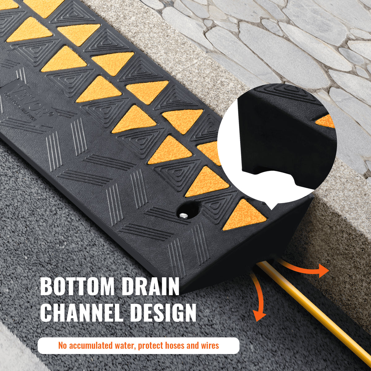 Rubber Curb Ramp 9.4 cm Rise Height Sidewalk Curb Ramp, 25 cm Width 100 cm Length Driveway Ramp for Curb, 15T V952-SJDLYPDGB139420KPV0