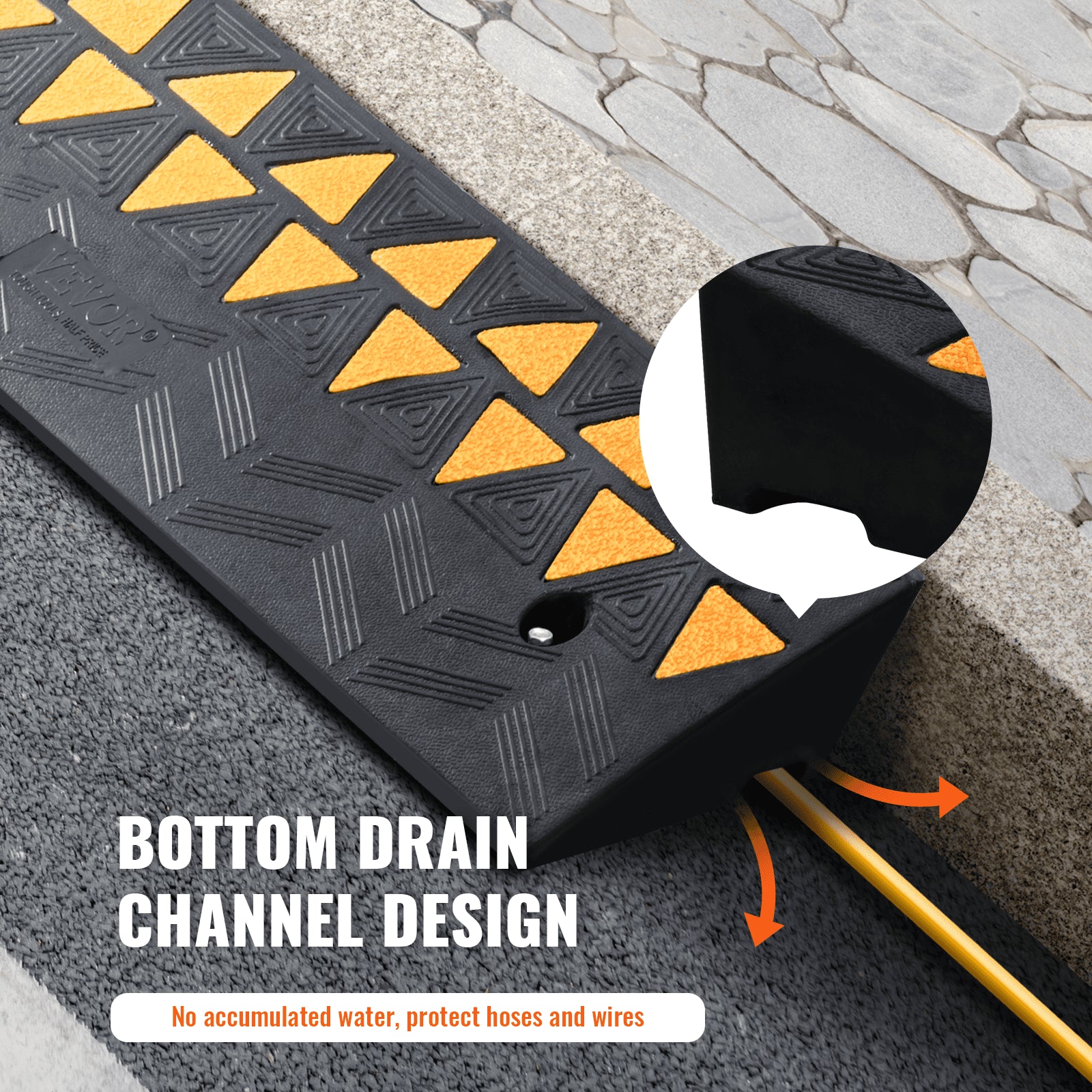 Rubber Curb Ramp 9.4 cm Rise Height Sidewalk Curb Ramp, 25 cm Width 100 cm Length Driveway Ramp for Curb, 15T V952-SJDLYPDGB139420KPV0