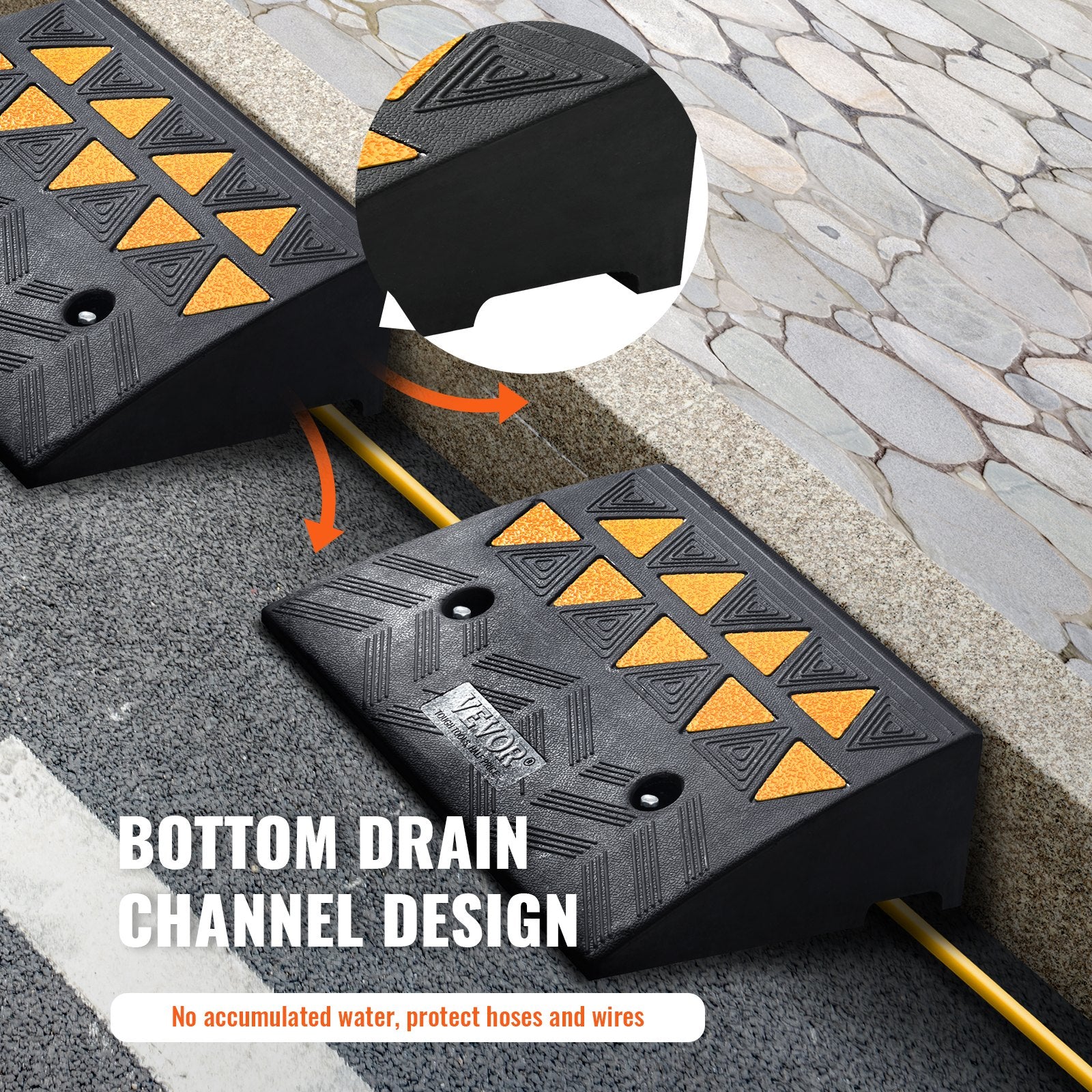 Rubber Curb Ramp 2 Pack, 12.7 cm Rise Height Heavy-Duty 15 tons Load Capacity Threshold Ramps, Driveway Ramps V952-SJDLYPDGB2190CQUPV0