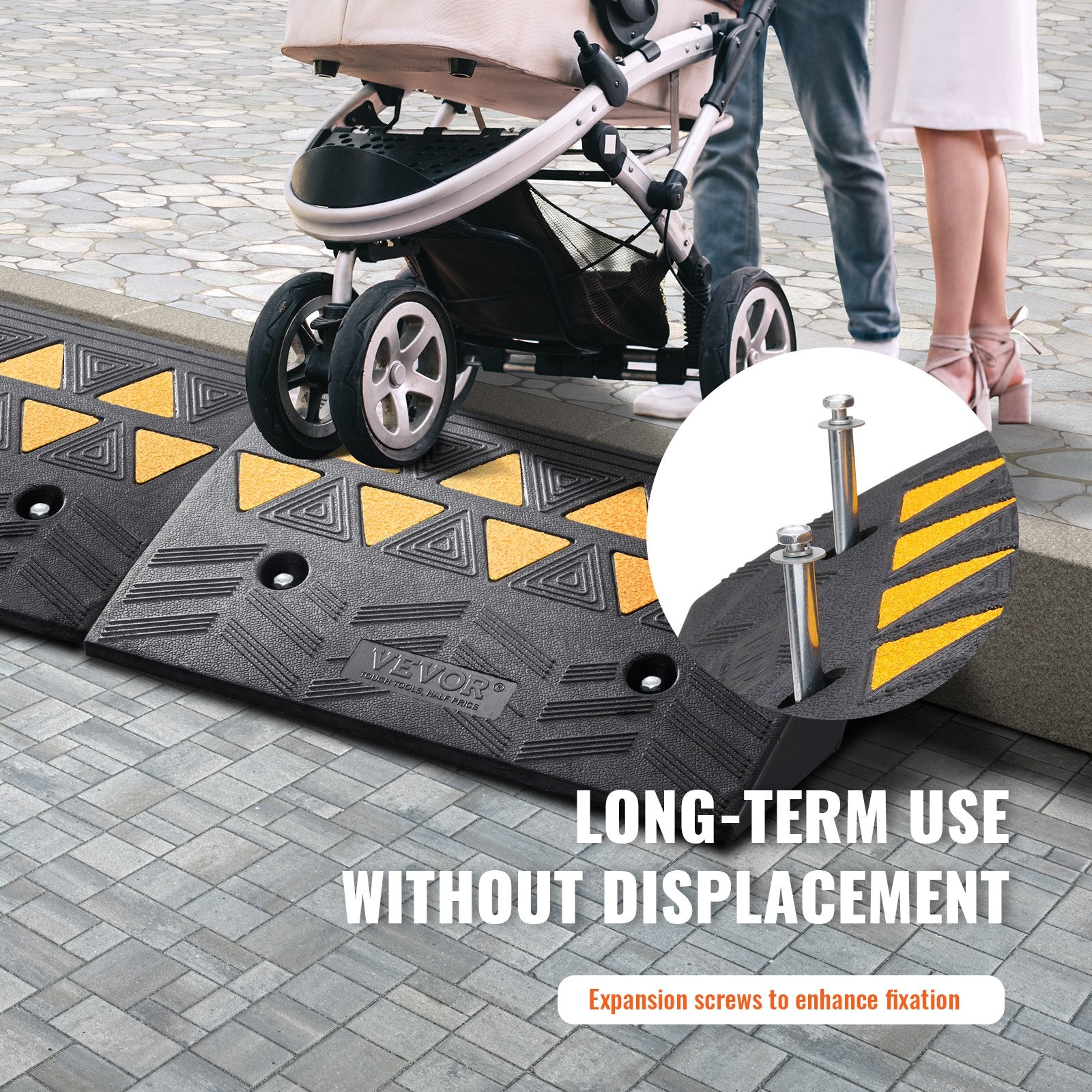 Rubber Curb Ramp 2 Pack, 12.7 cm Rise Height Heavy-Duty 15 tons Load Capacity Threshold Ramps, Driveway Ramps V952-SJDLYPDGB2190CQUPV0