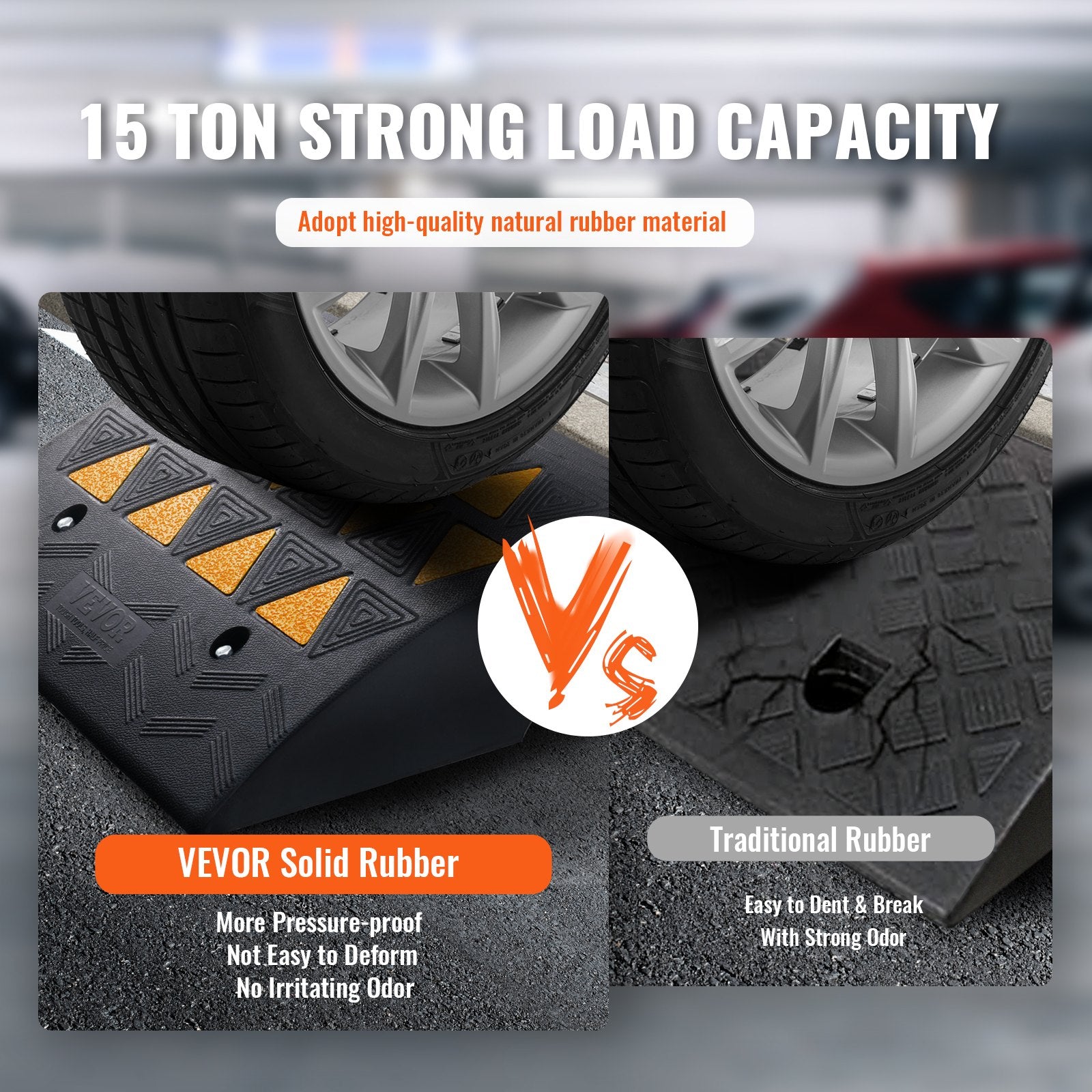 Rubber Curb Ramp 2 Pack, 15.2 cm Rise Height Heavy-Duty 15 tons Load Capacity Threshold Ramps, Driveway Ramps V952-SJDLYPDGB2197XHMWV0