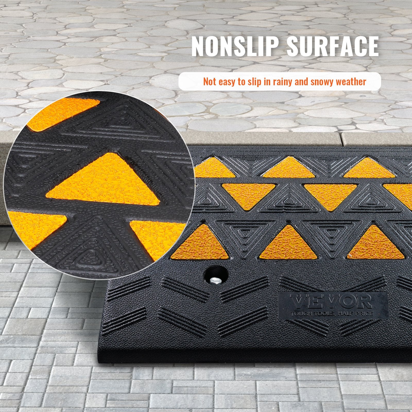 Rubber Curb Ramp 2 Pack, 15.2 cm Rise Height Heavy-Duty 15 tons Load Capacity Threshold Ramps, Driveway Ramps V952-SJDLYPDGB2197XHMWV0