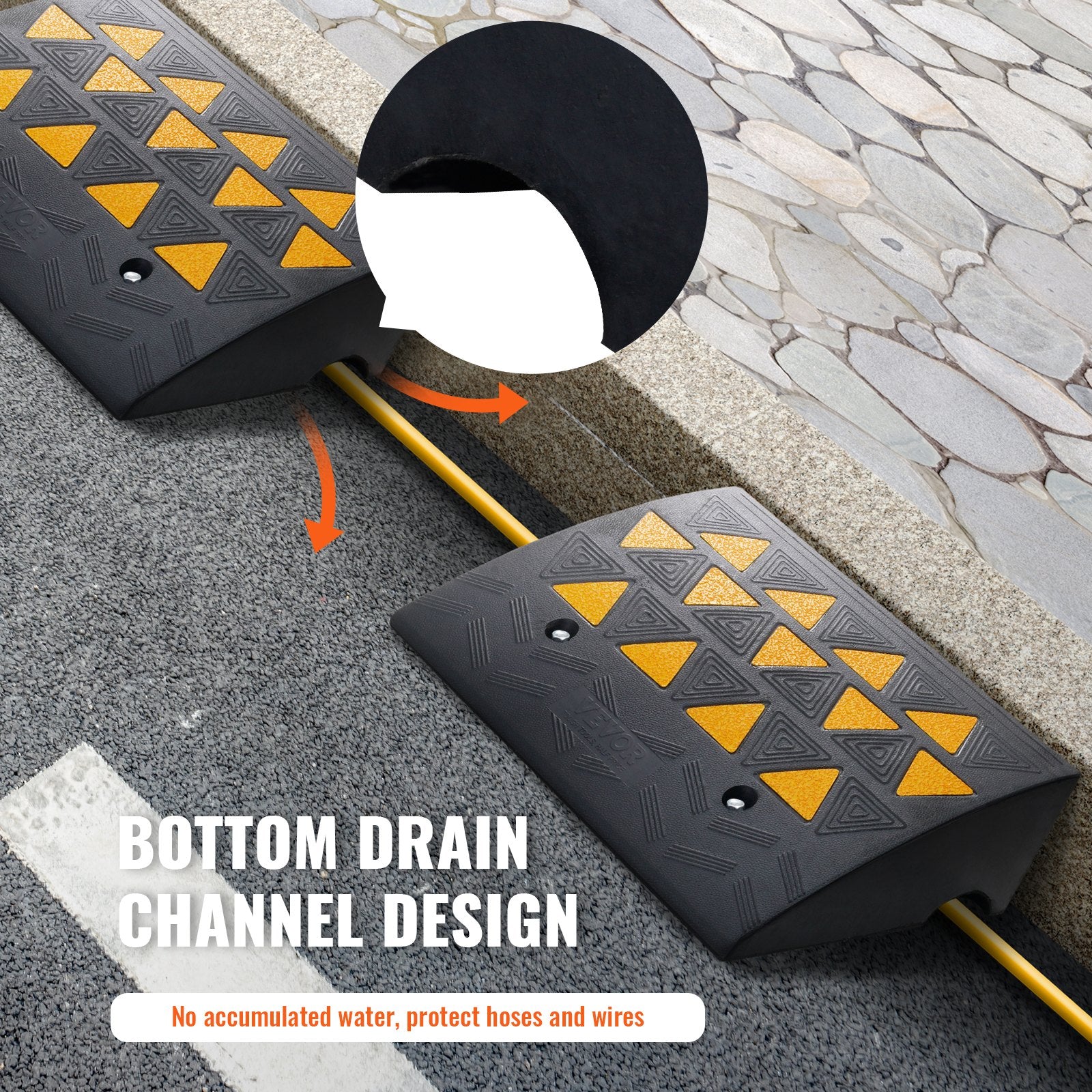 Rubber Curb Ramp 2 Pack, 15.2 cm Rise Height Heavy-Duty 15 tons Load Capacity Threshold Ramps, Driveway Ramps V952-SJDLYPDGB2197XHMWV0