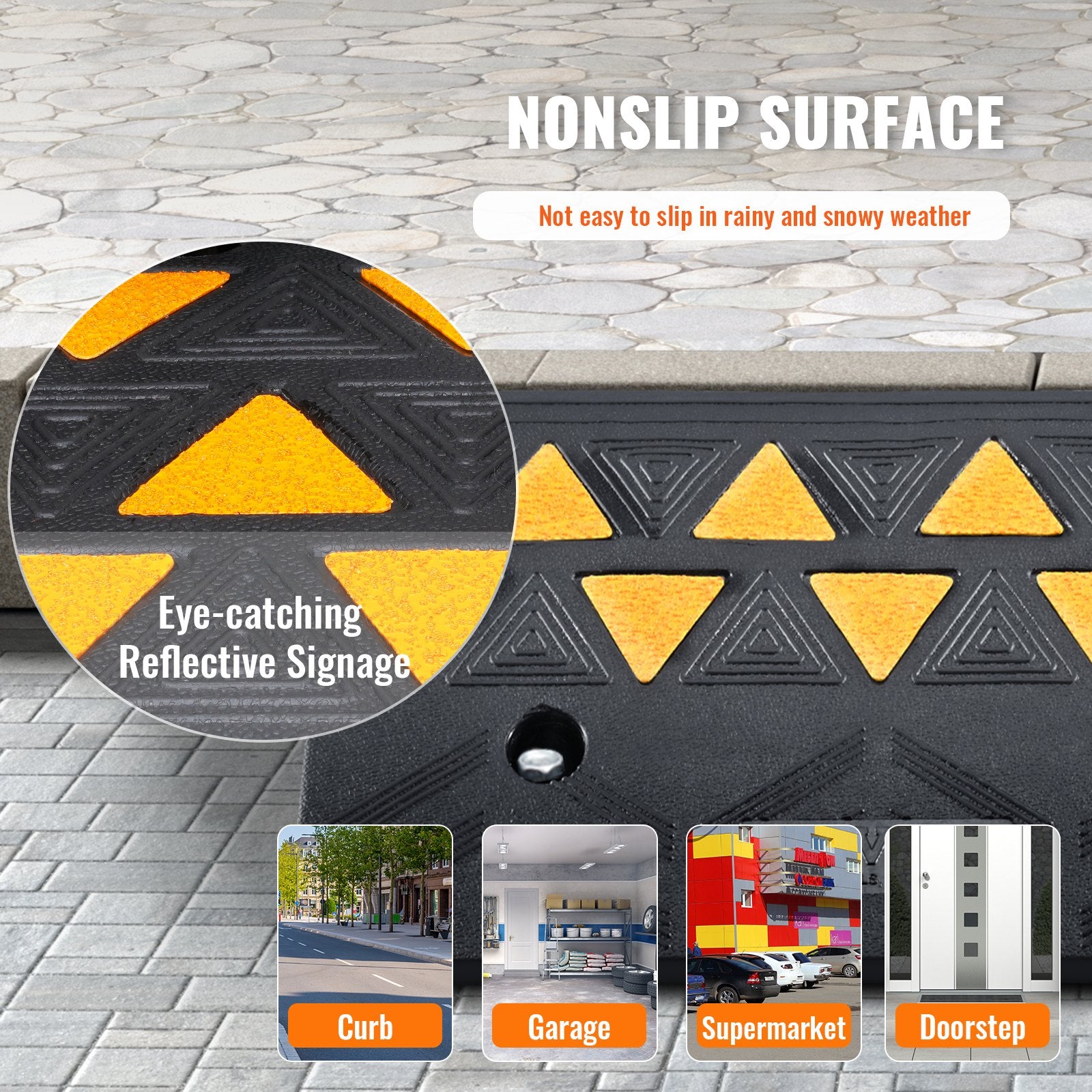 Rubber Curb Ramp 2 Pack, 11 cm Rise Height Heavy-Duty 15 tons Load Capacity Threshold Ramps, Driveway Ramps V952-SJDLYPDGB2197XYY7V0