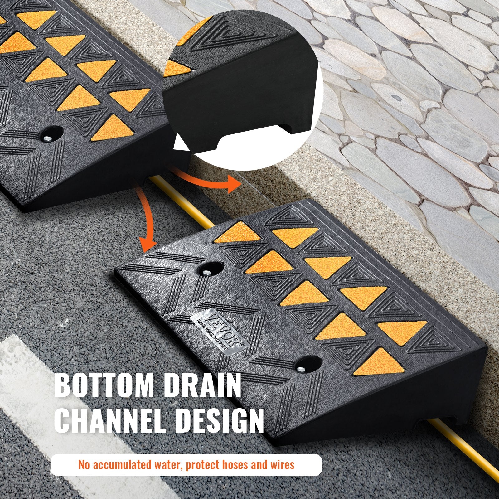 Rubber Curb Ramp 2 Pack, 11 cm Rise Height Heavy-Duty 15 tons Load Capacity Threshold Ramps, Driveway Ramps V952-SJDLYPDGB2197XYY7V0