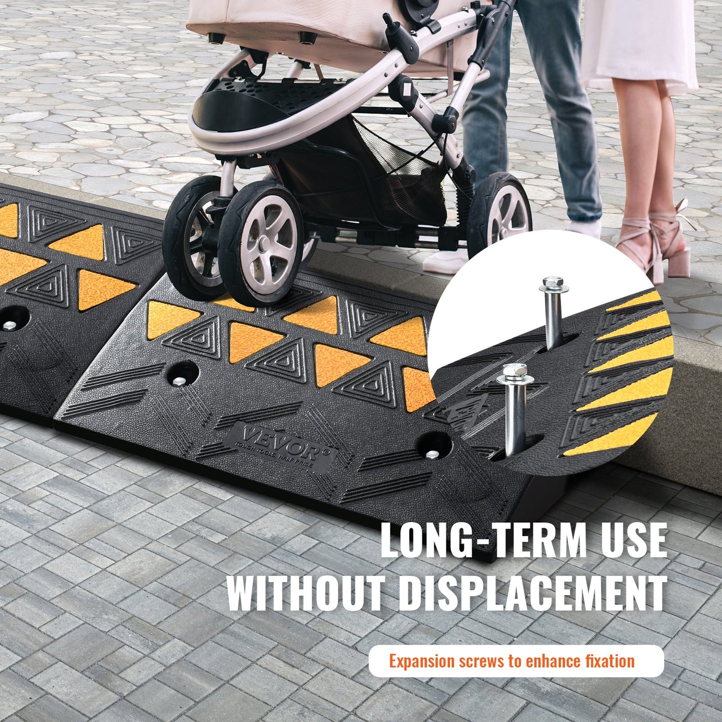 Rubber Curb Ramp 2 Pack, 11 cm Rise Height Heavy-Duty 15 tons Load Capacity Threshold Ramps, Driveway Ramps V952-SJDLYPDGB2197XYY7V0