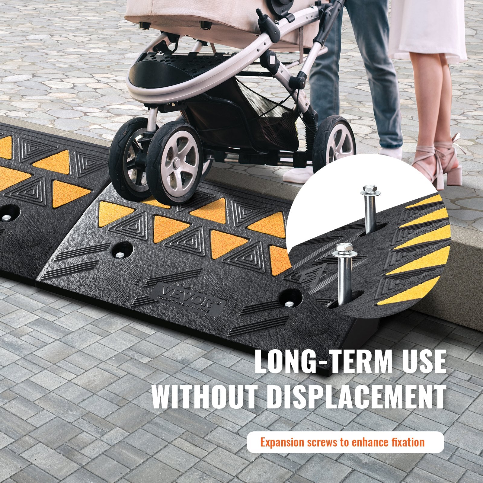 Rubber Curb Ramp 2 Pack, 11 cm Rise Height Heavy-Duty 15 tons Load Capacity Threshold Ramps, Driveway Ramps V952-SJDLYPDGB2197XYY7V0