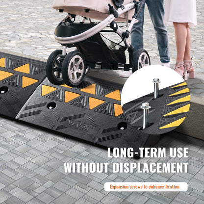 Rubber Curb Ramp 2 Pack, 11 cm Rise Height Heavy-Duty 15 tons Load Capacity Threshold Ramps, Driveway Ramps V952-SJDLYPDGB2197XYY7V0
