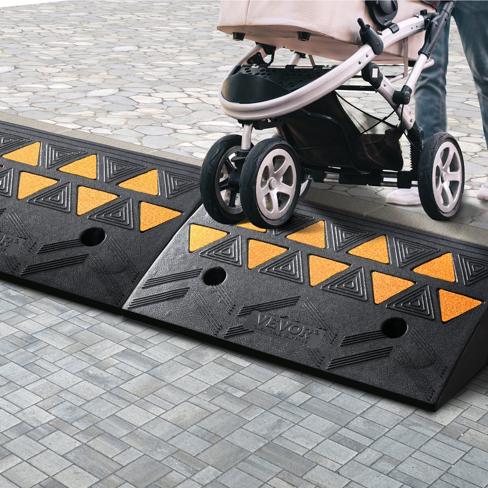 Rubber Curb Ramp 2 Pack, 11 cm Rise Height Heavy-Duty 15 tons Load Capacity Threshold Ramps, Driveway Ramps V952-SJDLYPDGB2197XYY7V0