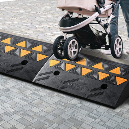 Rubber Curb Ramp 2 Pack, 11 cm Rise Height Heavy-Duty 15 tons Load Capacity Threshold Ramps, Driveway Ramps V952-SJDLYPDGB2197XYY7V0