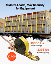 Ratchet Straps, 50.8 mm x 9.1 m, Heavy Duty Tie Down Straps with Double J Hook, 4536 kg Break Strength, Tie V952-SJGJLD2X3010VZ6IN001V0