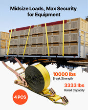 Ratchet Straps, 50.8 mm x 9.1 m, Heavy Duty Tie Down Straps with Double J Hook, 4536 kg Break Strength, Carry V952-SJGJLD2X304JSMY7Z001V0