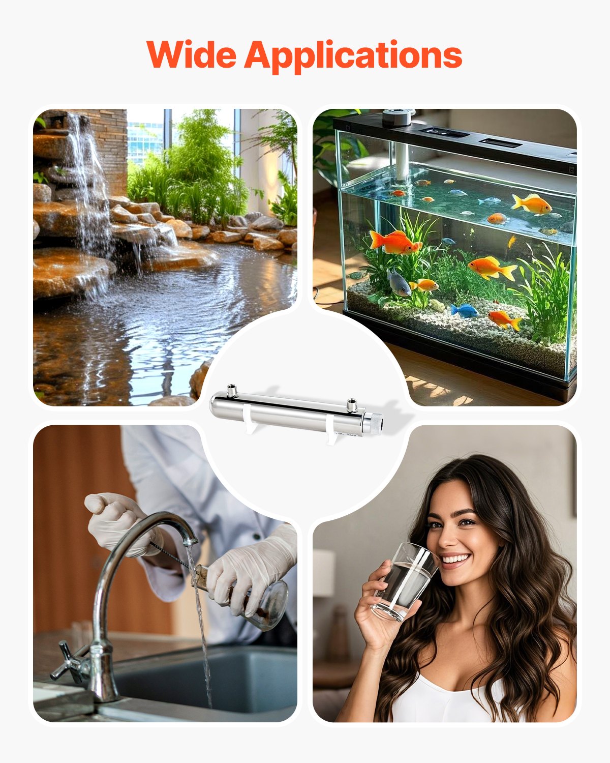 UV Water Purifier, 12W 1GPM, 220V Versatile Ultraviolet Water Purifier Filter with Stainless Steel Housing, V952-SJHXTUV12W4GEMV6YV3