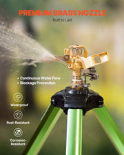 Impact Sprinkler on Tripod Base, 2 Packs, Heavy Duty Tripod Sprinklers with Brass Head & G3/4" Connector, 360 V952-SJJSSQLSZX2J3VCN2V0