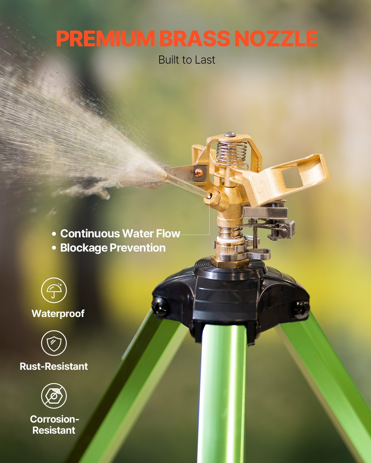 Impact Sprinkler on Tripod Base, 2 Packs, Heavy Duty Tripod Sprinklers with Brass Head & G3/4" Connector, 360 V952-SJJSSQLSZX2J3VCN2V0