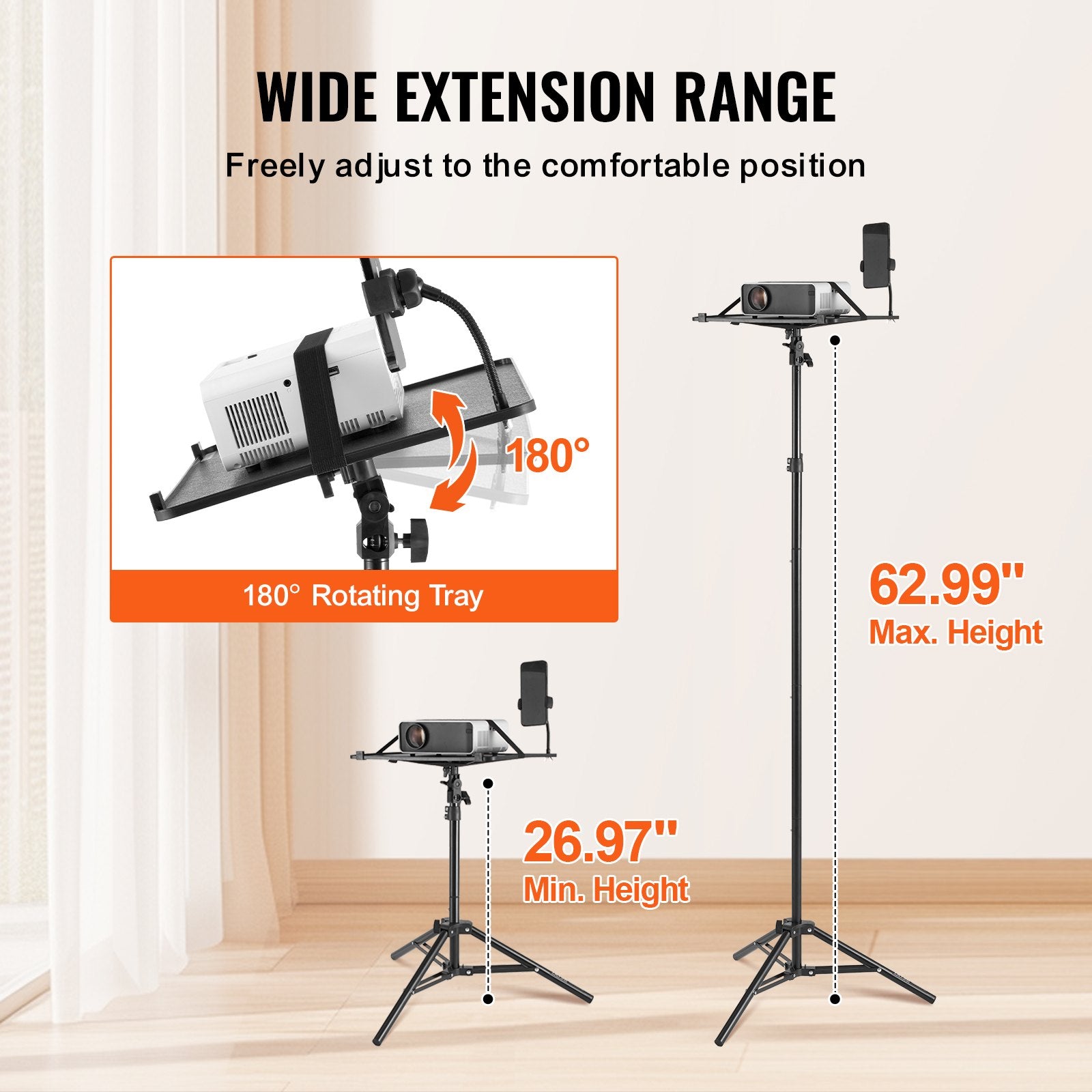 Projector Stand Laptop Stand Tripod Adjustable Height from 26.97 to 63 in V952-SJJSTYYZJDTPORD0VV0