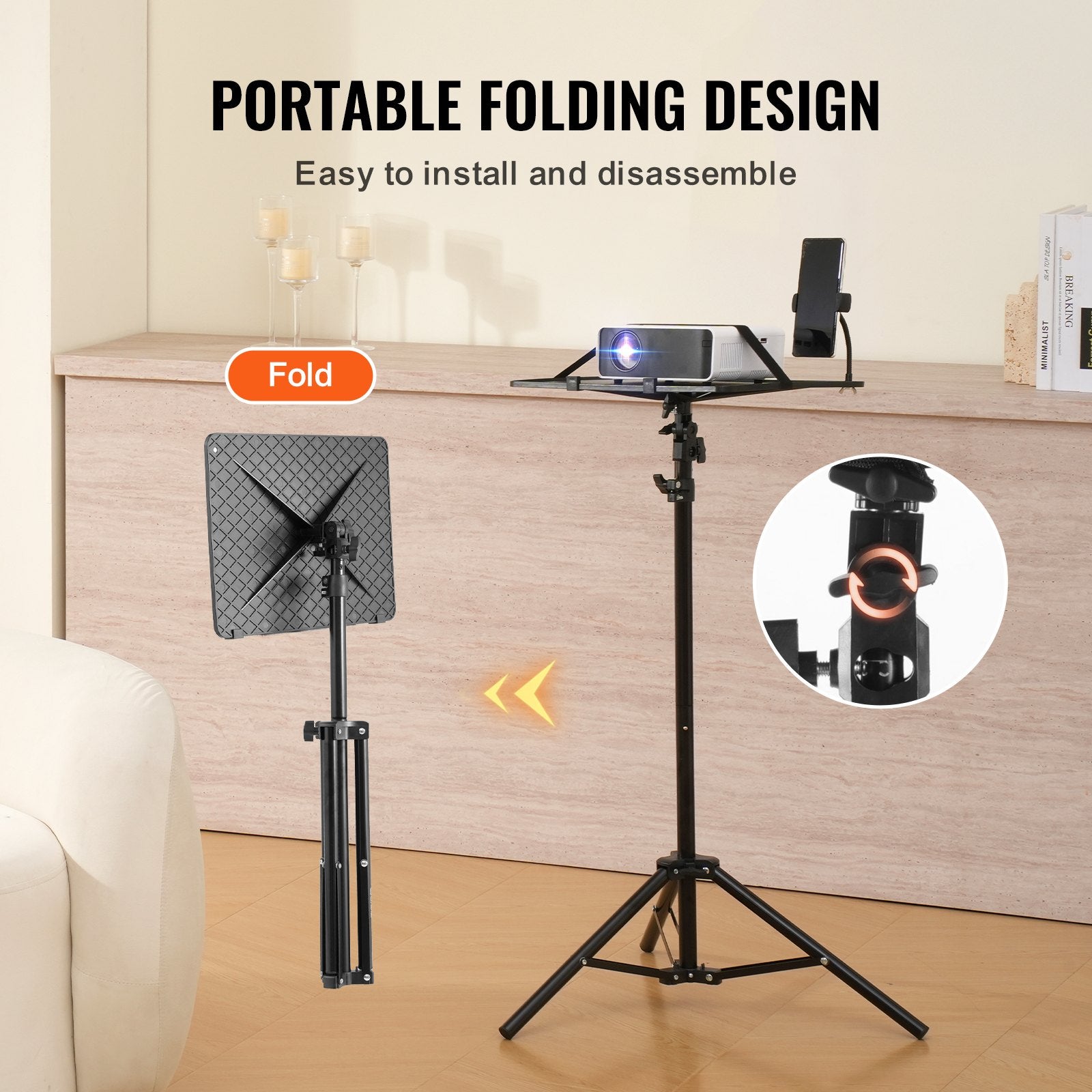 Projector Stand Laptop Stand Tripod Adjustable Height from 26.97 to 63 in V952-SJJSTYYZJDTPORD0VV0