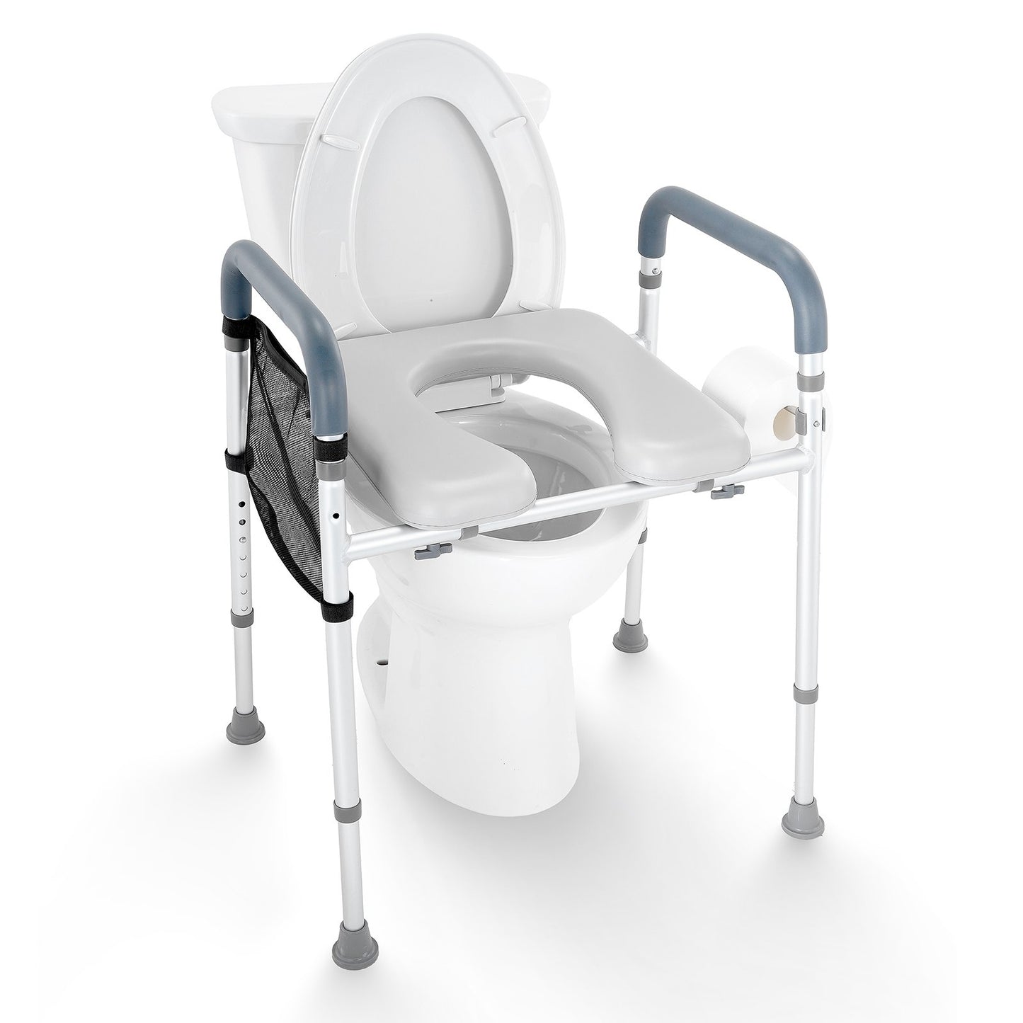 Raised Toilet Seat, 7-Position Height Adjustment 655-805 Mm, 158.7 kg Weight Capacity, with Comfort Padded V952-SJLDSJGMTZDLV1SLQV0