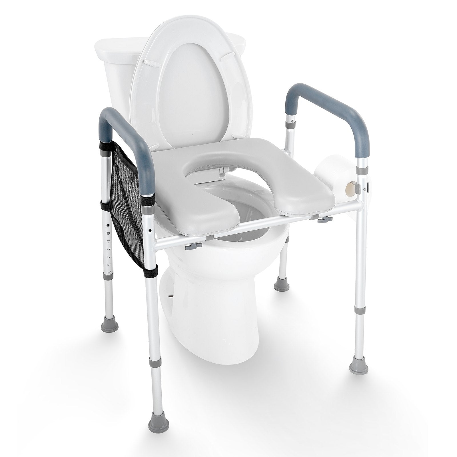 Raised Toilet Seat, 7-Position Height Adjustment 655-805 Mm, 158.7 kg Weight Capacity, with Comfort Padded V952-SJLDSJGMTZDLV1SLQV0