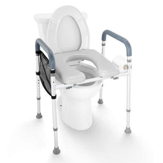 Raised Toilet Seat, 7-Position Height Adjustment 655-805 Mm, 158.7 kg Weight Capacity, with Comfort Padded V952-SJLDSJGMTZDLV1SLQV0