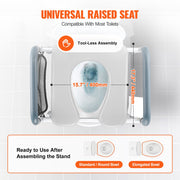 Raised Toilet Seat, 7-Position Height Adjustment 655-805 Mm, 158.7 kg Weight Capacity, with Comfort Padded V952-SJLDSJGMTZDLV1SLQV0