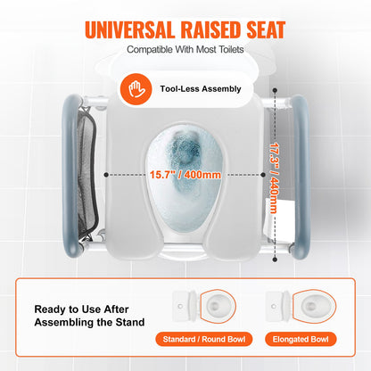 Raised Toilet Seat, 7-Position Height Adjustment 655-805 Mm, 158.7 kg Weight Capacity, with Comfort Padded V952-SJLDSJGMTZDLV1SLQV0