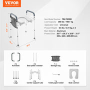 Raised Toilet Seat, 7-Position Height Adjustment 655-805 Mm, 158.7 kg Weight Capacity, with Comfort Padded V952-SJLDSJGMTZDLV1SLQV0