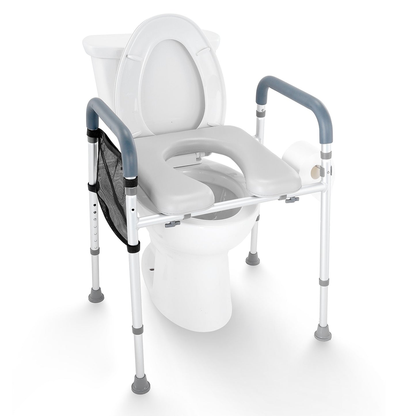 Raised Toilet Seat, 7-Position Height Adjustment 655-805 Mm, 158.7 kg Weight Capacity, with Comfort Padded V952-SJLDSJGMTZDLV1SLQV0