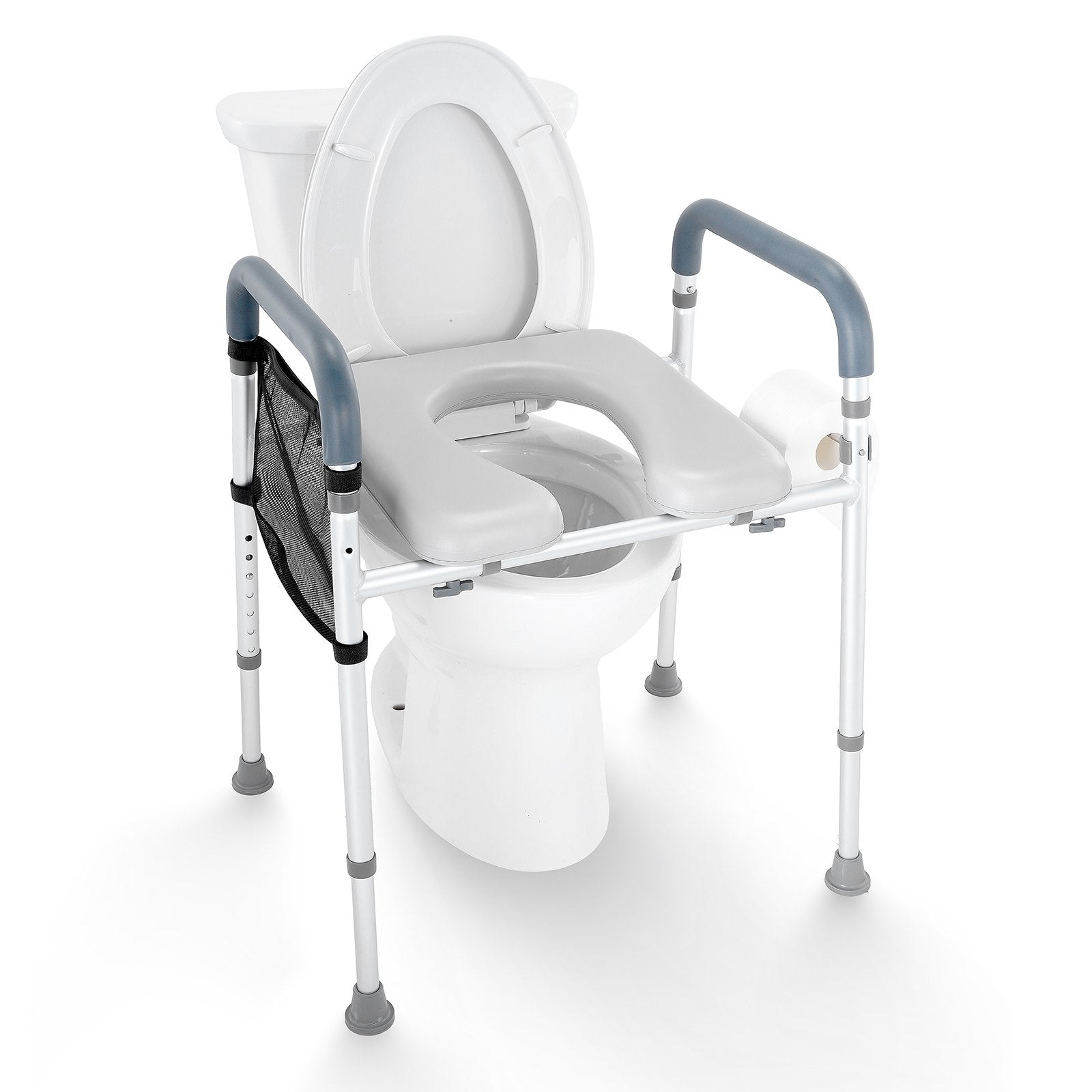 Raised Toilet Seat, 7-Position Height Adjustment 655-805 Mm, 158.7 kg Weight Capacity, with Comfort Padded V952-SJLDSJGMTZDLV1SLQV0