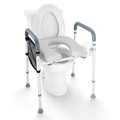 Raised Toilet Seat, 7-Position Height Adjustment 655-805 Mm, 158.7 kg Weight Capacity, with Comfort Padded V952-SJLDSJGMTZDLV1SLQV0