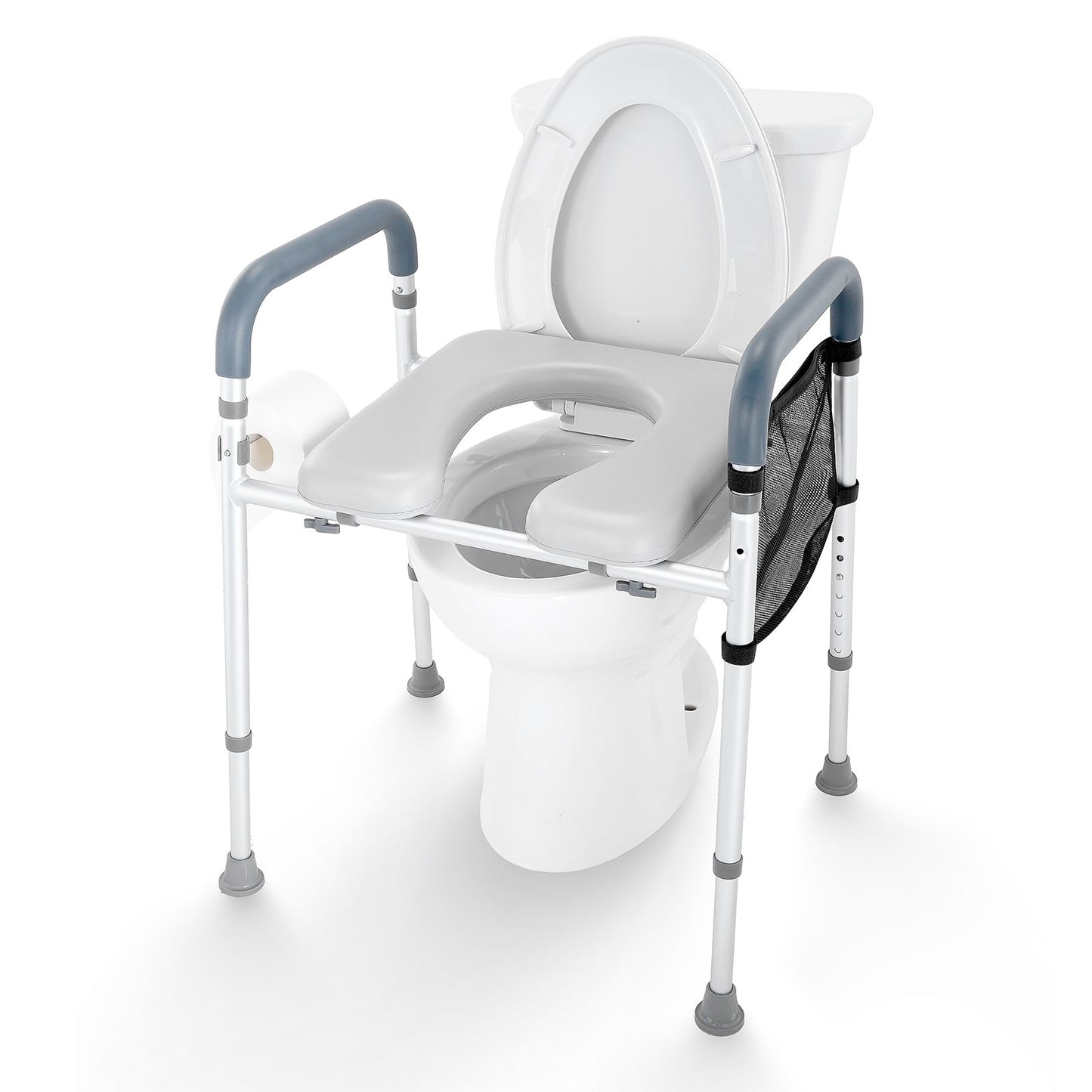 Raised Toilet Seat, 7-Position Height Adjustment 655-805 Mm, 158.7 kg Weight Capacity, with Comfort Padded V952-SJLDSJGMTZDLV1SLQV0