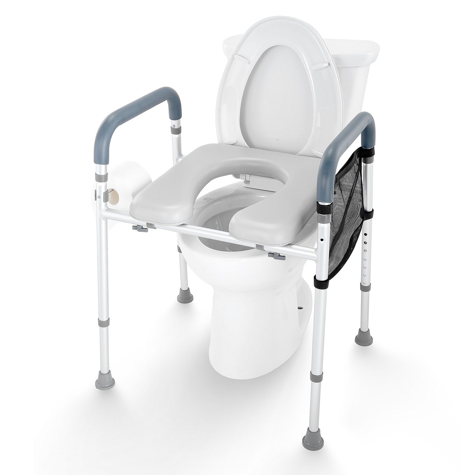 Raised Toilet Seat, 7-Position Height Adjustment 655-805 Mm, 158.7 kg Weight Capacity, with Comfort Padded V952-SJLDSJGMTZDLV1SLQV0