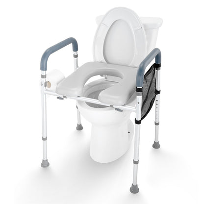Raised Toilet Seat, 7-Position Height Adjustment 655-805 Mm, 158.7 kg Weight Capacity, with Comfort Padded V952-SJLDSJGMTZDLV1SLQV0