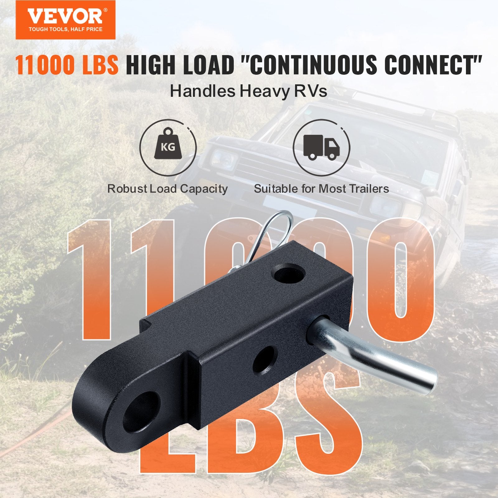 50mm Trailer Shackle Hitch Receiver Heavy Duty Tow Recovery for Truck Jeep V952-SJLHJ2IN5100YM00JV0