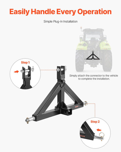 3 Point Hitch Receiver with 2 in Receiver, 3pt Quick Hitch Attachment, 3,000 lbs Capacity, Heavy Duty Tractor V952-SJXJSQDKDHBP6MZEX001V0