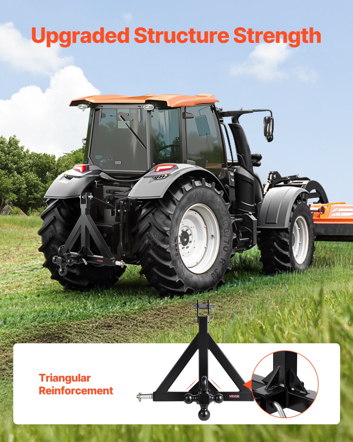 3 Point Trailer Hitch 2 in Receiver, 3pt Quick Hitch Attachment with 3 Trailer Balls, Tractor Tow Drawbar V952-SJXJSQDKSXTQ3L0DH001V0
