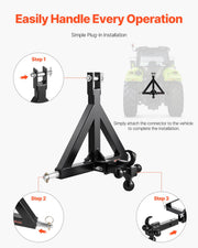 3 Point Trailer Hitch 2 in Receiver, 3pt Quick Hitch Attachment with 3 Trailer Balls, Tractor Tow Drawbar V952-SJXJSQDKSXTQ3L0DH001V0