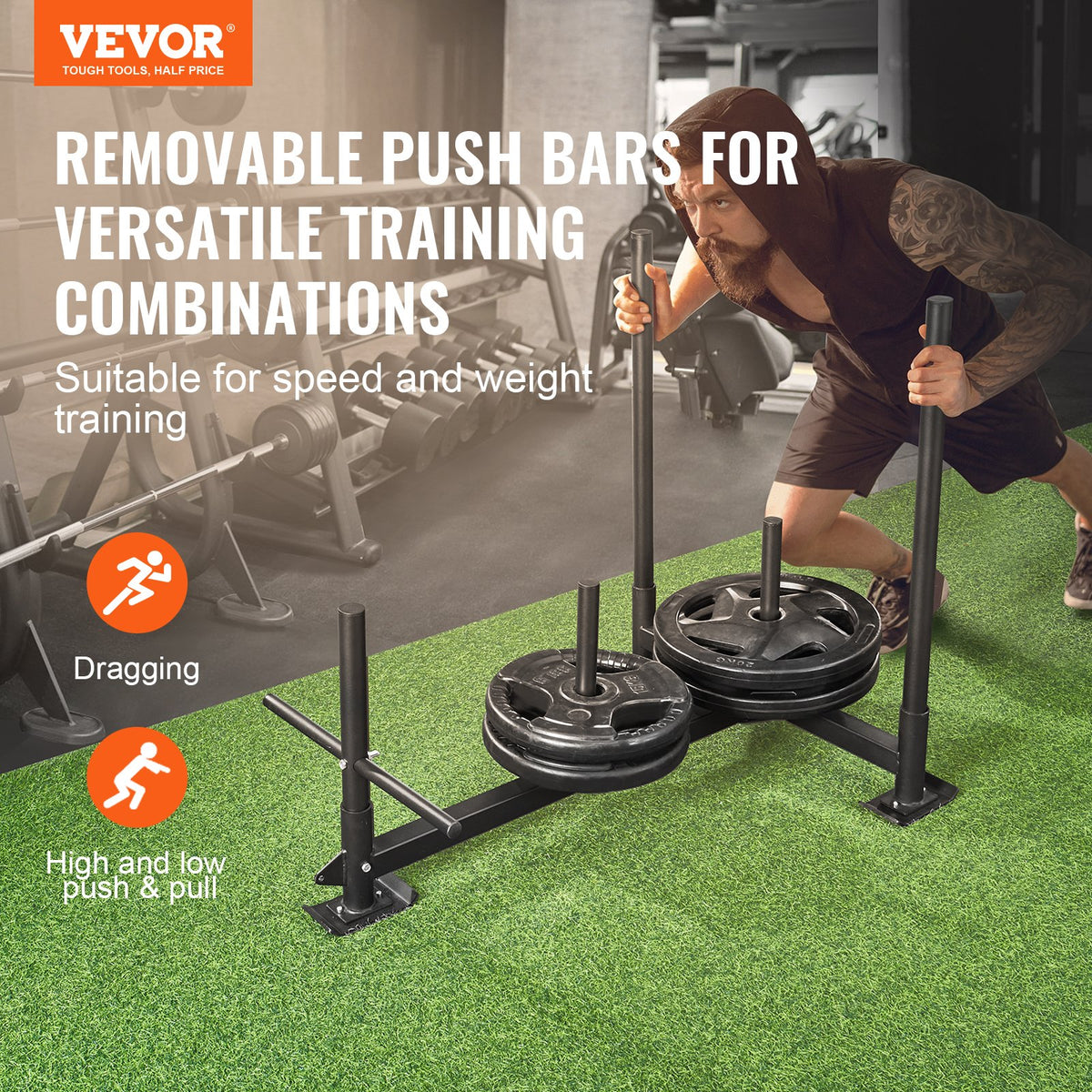 Weight Training Sled, Pull Push Power Sled with Handle, Fitness Strength Resistance Training, Steel Workout V952-SJXQTXSXTL123OVWYV0