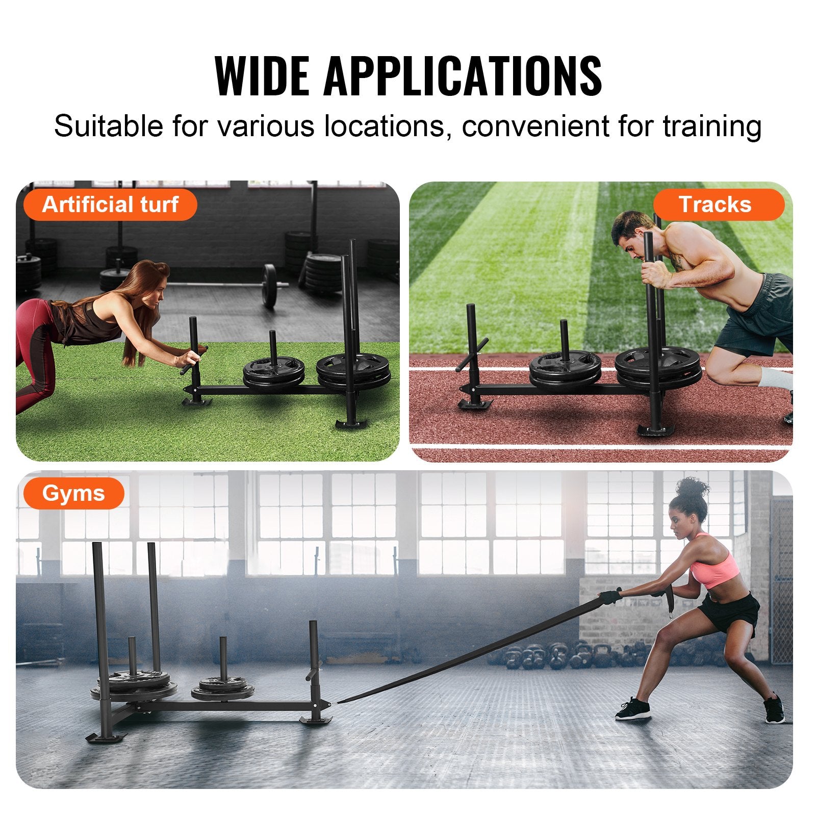 Weight Training Sled, Pull Push Power Sled with Handle, Fitness Strength Resistance Training, Steel Workout V952-SJXQTXSXTL123OVWYV0