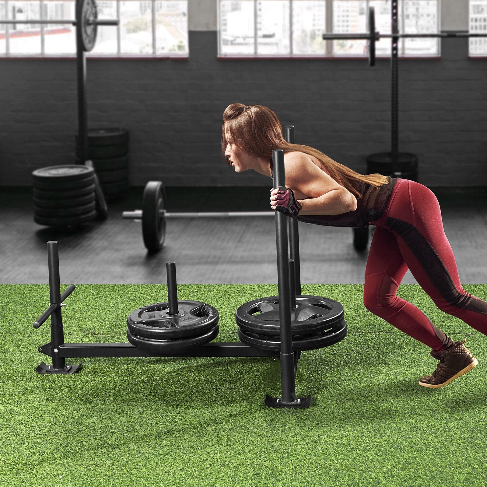 Weight Training Sled, Pull Push Power Sled with Handle, Fitness Strength Resistance Training, Steel Workout V952-SJXQTXSXTL123OVWYV0