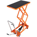 Hydraulic Lift Table Cart, 330lbs Capacity 50" Lifting Height, Manual Double Scissor Lift Table with 4 Wheels V952-SJYYSJPTCCS4BSRWBV0