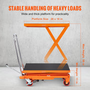Hydraulic Lift Table Cart, 330lbs Capacity 50" Lifting Height, Manual Double Scissor Lift Table with 4 Wheels V952-SJYYSJPTCCS4BSRWBV0