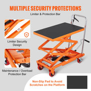 Hydraulic Lift Table Cart, 330lbs Capacity 50" Lifting Height, Manual Double Scissor Lift Table with 4 Wheels V952-SJYYSJPTCCS4BSRWBV0