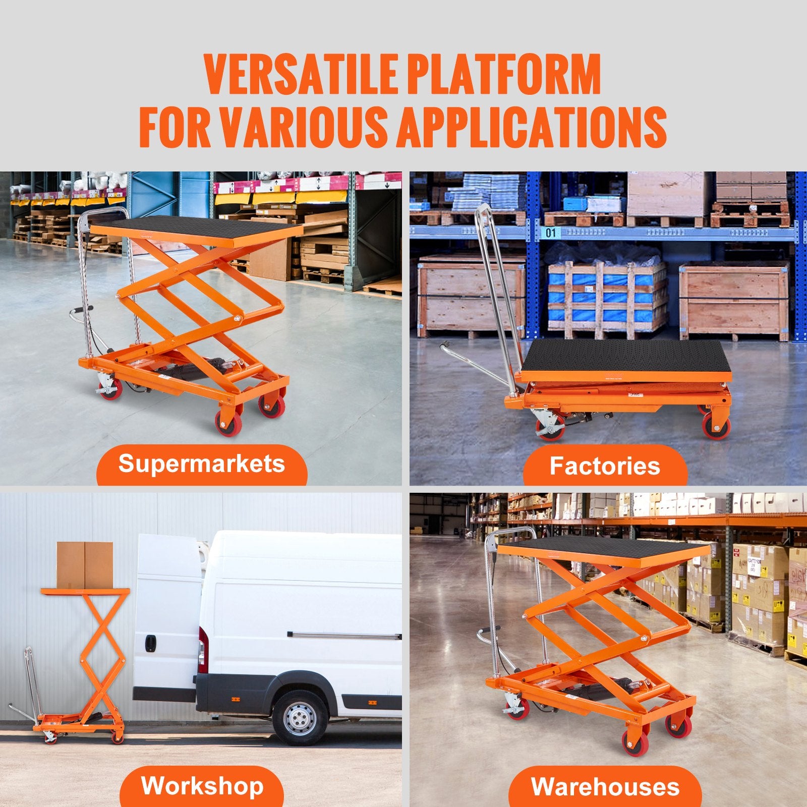 Hydraulic Lift Table Cart, 330lbs Capacity 50" Lifting Height, Manual Double Scissor Lift Table with 4 Wheels V952-SJYYSJPTCCS4BSRWBV0
