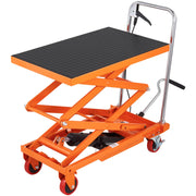 Hydraulic Lift Table Cart, 330lbs Capacity 50" Lifting Height, Manual Double Scissor Lift Table with 4 Wheels V952-SJYYSJPTCCS4BSRWBV0