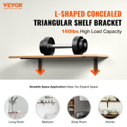Shelf Bracket, Heavy Duty Floating Shelf Brackets 25.6 x 15.5 cm, 4 Pcs Brackets for Shelves, 5mm Thick Matte V952-SJZJGBZJYGHW5ZTBVV0