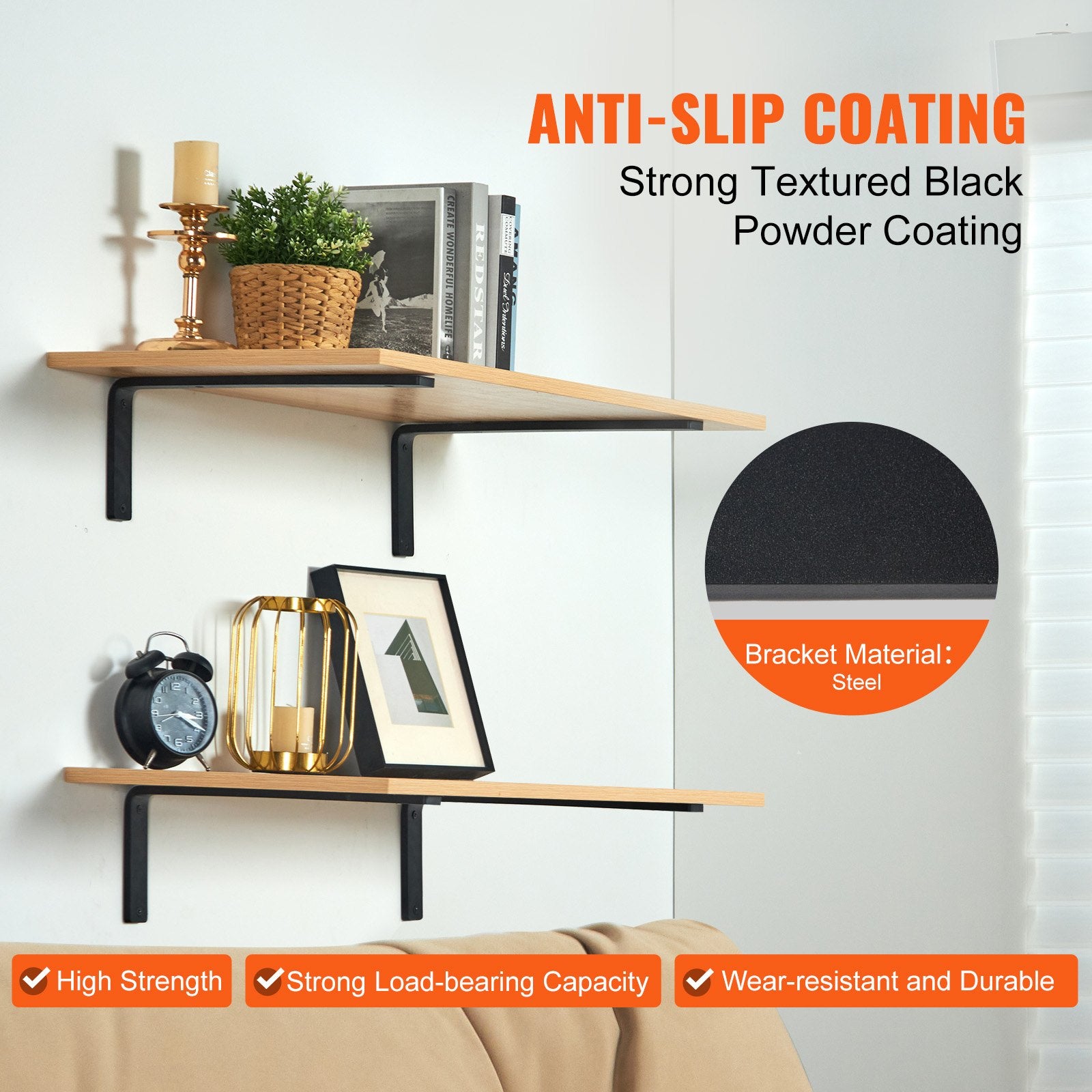 Shelf Bracket, Heavy Duty Floating Shelf Brackets 25.6 x 15.5 cm, 4 Pcs Brackets for Shelves, 5mm Thick Matte V952-SJZJGBZJYGHW5ZTBVV0